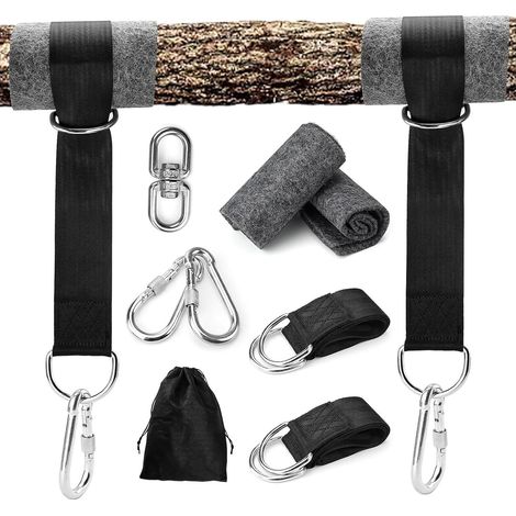 Sangle Hamac, Fixation Hamac Charge Max 500kg avec Sac de Rangement, 2 Mousquetons et Rembourrage de Protection pour Arbres, Sangle de Hamac pour Balancoire Jardin Hamac ou Siège Suspendu (1/5)