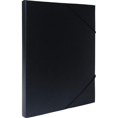 Carpeta con banda elástica, tamaño A4, caja de PP de 2 cm, color negro.