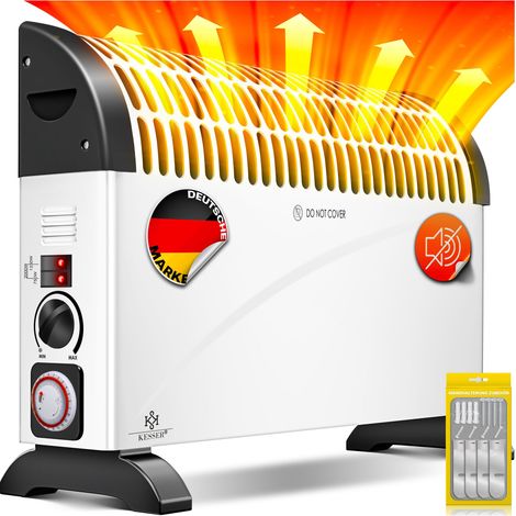 KESSER Convecteur 2000 watts Appareil de chauffage Minuterie 24h Commande thermique progressive Chauffage turbo 3 niveaux Etuis de transport Blanc (1/5)