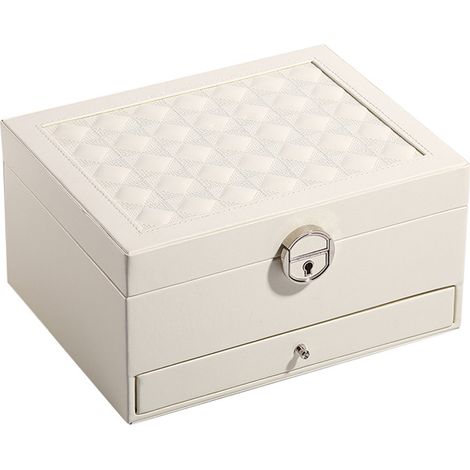 MINKUROW Portagioielli, Portagioielli Con Cassetti, Portagioielli Chiudibile A Chiave Con Specchio Per Orecchini, Bracciali, Idea Regalo, Bianco (1/3)