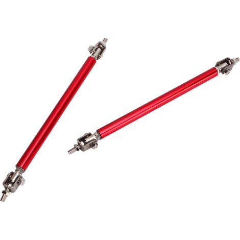 2 barres de diffusion de pare-chocs extensibles de 15 cm en acier inoxydable, support de séparateur, barre de traction rouge (1/5)