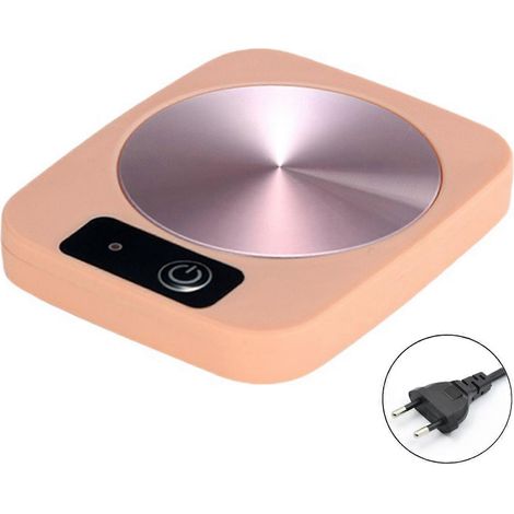 Chauffe-tasse intelligent - Plaque chauffante électrique pour café, thé et lait, chauffe-tasse portable pour la maison, le bureau et idées cadeaux - Prise UE - Rose (1/4)