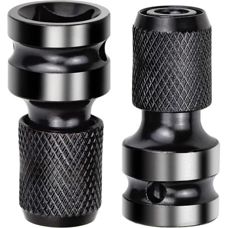 2 Pièces Adaptateurs de Douille 1/2" Carré à 1/4" Adaptateur Impact Cle a Choc Convertisseur de Libération Rapide pour Clé à Cliquet Impact et Porte-embout de Tournevis- (1/5)