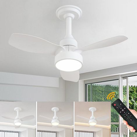 Ventilateur de plafond moderne pour salon, à intensité variable, télécommande, fonctionnement silencieux, 3 vitesses, blanc (1/5)