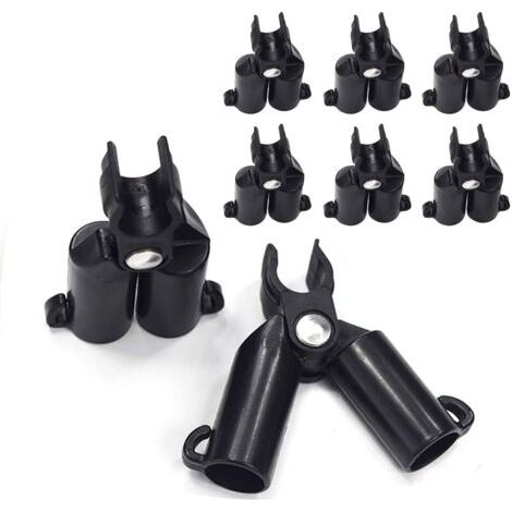 Lot de 8 raccords connecteurs pour treillis Ø11 mm, pour tiges de support de plantes de 11 mm, articulés à 70° avec fourchette supérieure (1/4)