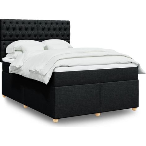 Boxspringbett mit Matratze Schwarz 140x190 cm Stoff