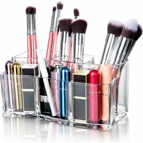 Organisateur Maquillage - Acrylique Transparent - 19 x 11 x 9 cm - Pour Salle De Bain Comptoir Coiffeuse - 1 Pièce (1/5)