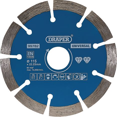 Draper 99782 Segmented Diamond Blade, 115mm - Durable Cutting Tool for Masonry and Concrete (1/5)