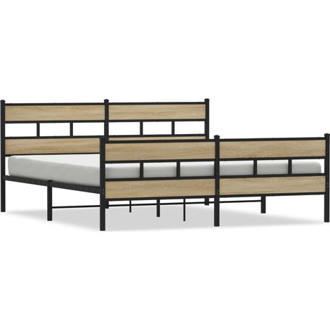 Maison Exclusive - Metallbett ohne Matratze Sonoma-Eiche 200x200