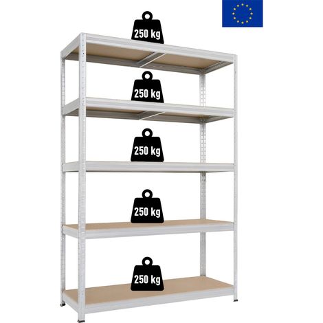 TEC HIT 304120 - Kit 5 Tablettes - Étagère D'atelier pour Charge Lourde - En Acier Résistant - 250 Kg