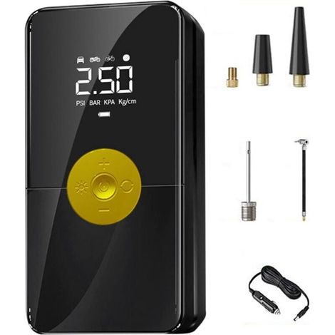 Compresseur de gonflage de pneu de voiture, pompe à air électrique rechargeable, pompe à pneu rechargeable avec lumière LED, pneus de voiture, accessoires de voiture pour coussin d'air, SUV,de DEBUNS (1/5)