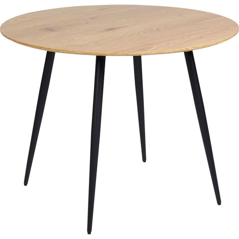 Tavolo da cucina moderno rotondo da pranzo con piano in MDF e gambe in acciaio in legno chiaro 100 cm Bjorka (1/5)