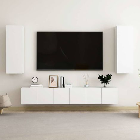 Ensemble de meubles TV 5 pcs-Banc TV-Meuble Télé Blanc Bois d'ingénierie 200398 (1/5)