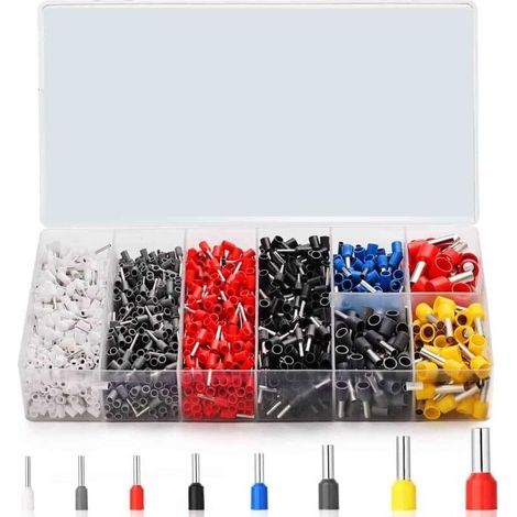 1800 cosses de câblage isolées, kit de connecteurs, 0,5 mm² – 10 mm², cosses à sertir, embouts isolés pour connexions de fils électriques