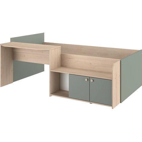 Letto combinato 90 x 190/200 cm Naturale e Verde - MIVONA