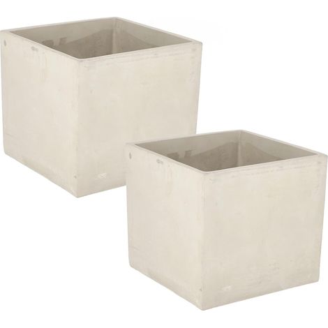 KOTARBAU Lot de 2 pots de fleurs carrés - 20 x 20 cm - Pour plantes - En béton décoratif (1/5)