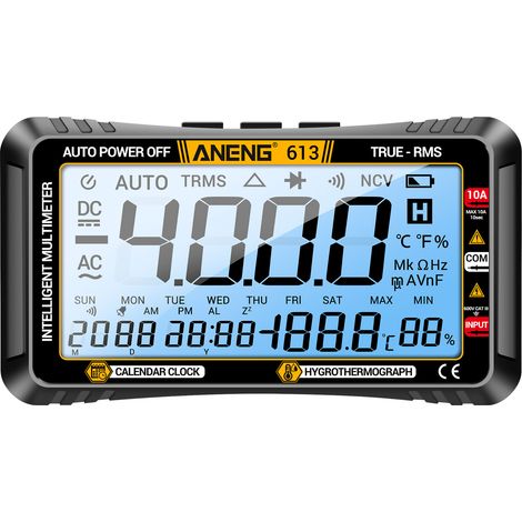 Decdeal Aneng 613 3 in 1 Smart Multimeter Perpetual Kalendertemperatur Hygrometer 4000 zählt digitale Wechselstrom/Gleichstrom -Spannungswiderstand Kondensator Professioneller Testwerkzeuge