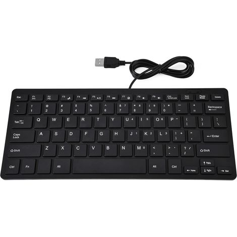 Clavier USB Mini Ultra Fin 78 Touches pour PC Bureau et Ordinateur Portable (Noir)