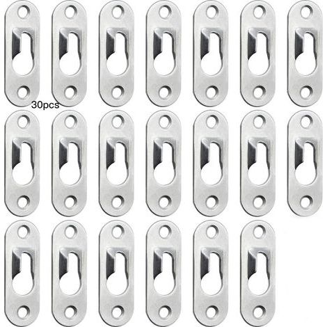 30 colgadores metálicos con forma de ojo de cerradura de 43 mm x 16 mm para colgar espejos y marcos de fotos de armarios de pared interiores - Plateado (1/5)