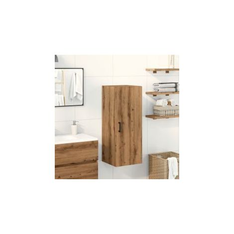 Armoire murale chêne artisanal 34,5x34x90 bois d'ingénierie (1/5)