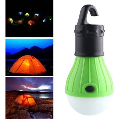 Lanterne - LED - Portable - Étanche - Crochet Intégré - Pour Tente Et Activités Extérieures - 12 x 5,3 cm - Vert - 1 Pièce (1/3)