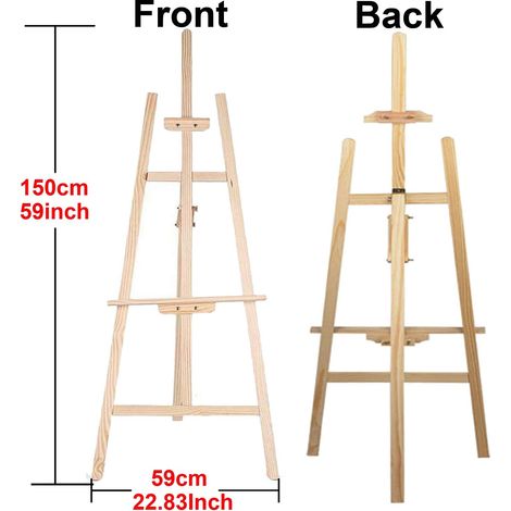 A-Frame 1.5M/59inch Studio Easel Wooden Folding Pine Wood Artist Art Craft Adjustable Display Exhibition for Wedding Drawing Painting Show Holder- Easy to Assemble