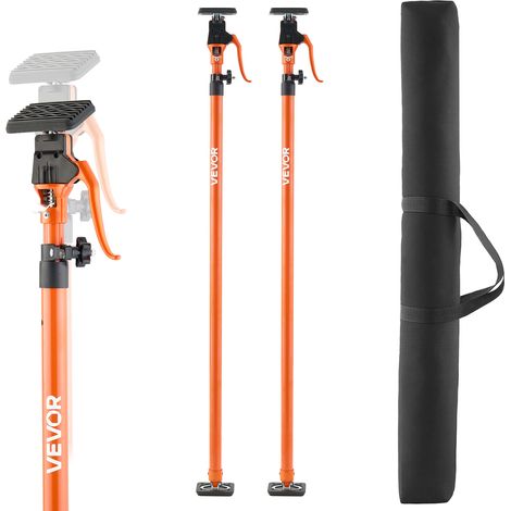 VEVOR Asta di Supporto per Martinetto, 2 Pezzi, Asta di Supporto Rapido Telescopica in Acciaio da 125-291 cm, Sistema Regolabile a 3 Mani con Capacita 90 kg per Sollevamento di Cartongesso