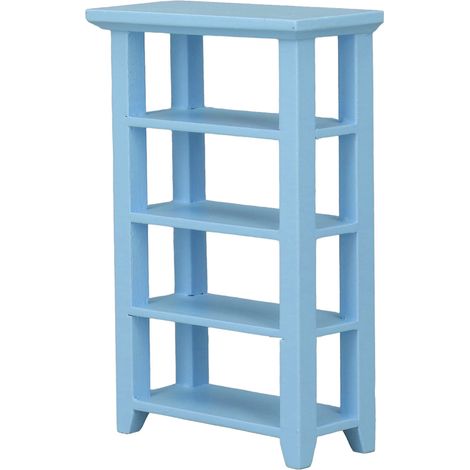 Étagère à fleurs miniature en bois à 4 niveaux pour maison de poupée, échelle 1:12, bleue. (1/5)
