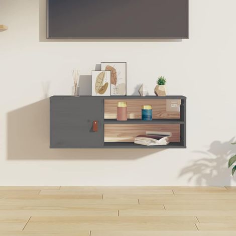 vidaXL Armario de pared de madera maciza de pino gris 80x30x30 cm (1/5)