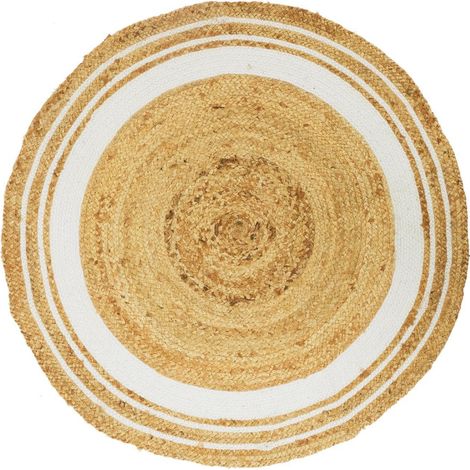 Tapis Rond Déco en Jute "Limo" 90cm Blanc (1/3)