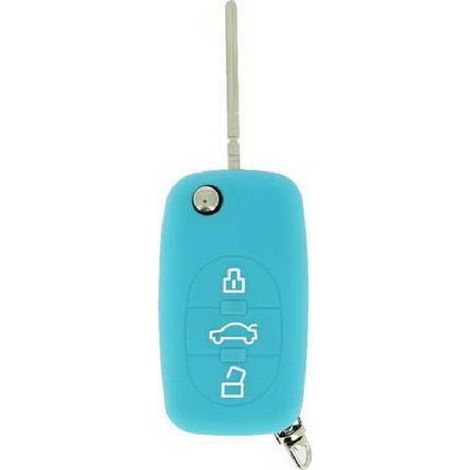 Housse de Cle en Silicone 3 BOUTONS BleuE POUR AUDI Z