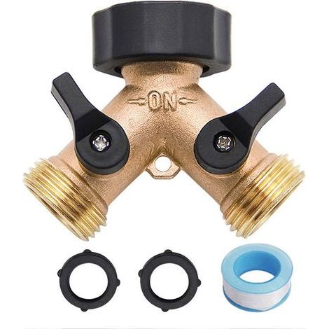 Distributeur de robinet de jardin en laiton, raccord en Y, diamètre 3/4 pouce, couleur laiton (1/5)