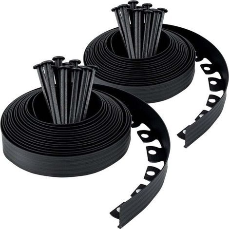 Plastic Garden Edging 20m 30 Anchors Anti-Root Barrier Robust Tip Height 50mm Black (1/4)