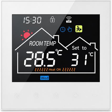 Thermostat tactile blanc 3 A pour chauffage hydraulique au sol/chaudière, sans Wi-Fi (1/5)