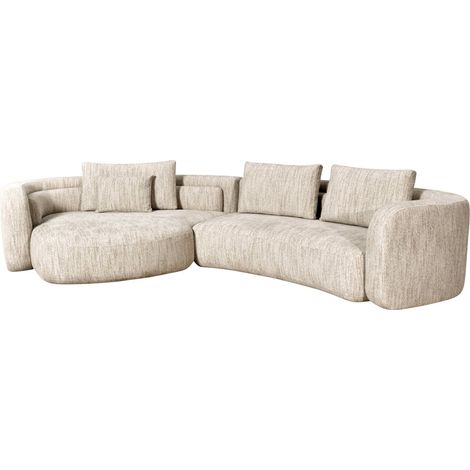 Canapé lounge gauche beige sculptural - beige naturel softweave (1/5)