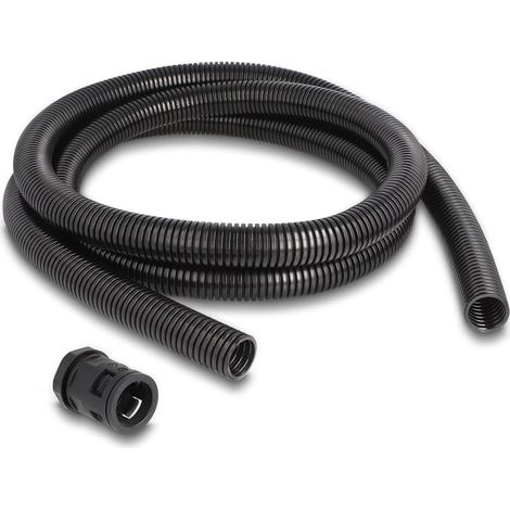 60465 TUYAU DE PROTECTION DE CÂBLE 2 M X 21,2 MM AVEC RACCORD DE TUYAU PG16 NOIR DELOCK