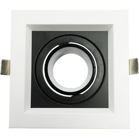 IluminaShop - Aro Basculante Cuadrado Blanco y Negro para GU10/MR16 (1/4)