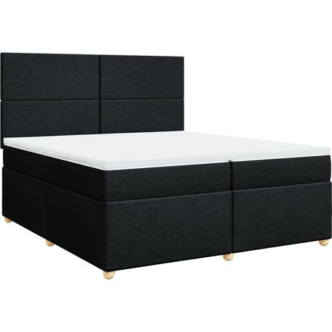vidaXL Giroletto a Molle con Materasso Nero 200x200 cm in Tessuto (1/5)