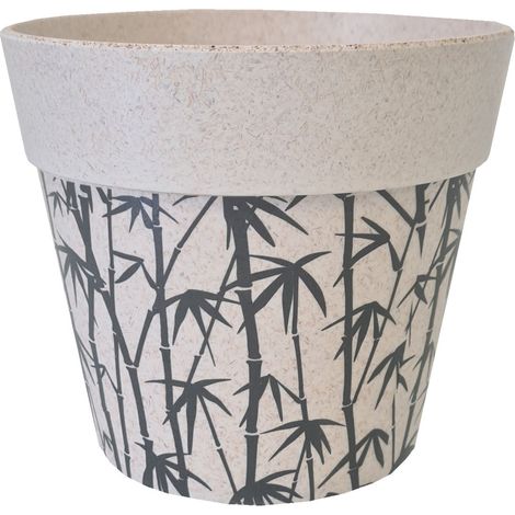 Cache pot de fleurs motif bambous en bambou (1/2)