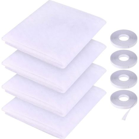 4 pcs Améliorées Moustiquaire Ajustable Fenetre et 4 Rouleaux de Bandes auto-visqueuses(1.3m1.5m(4pack)) (1/4)