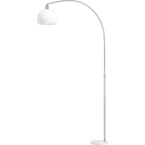 Lámpara de pie, cabezal curvo, interruptor de pie, base de mármol, pantalla de plástico, blanca. (1/5)