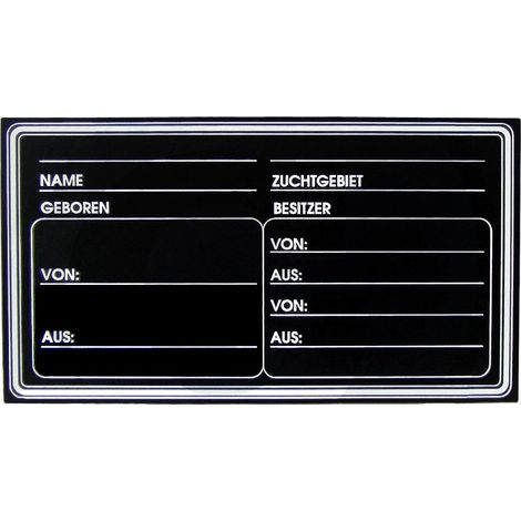 Stalltafel Boxenschild Namensschild, Pferde, mit weißer Schrift, NEU, schwarz