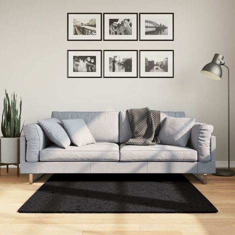 Teppich OVIEDO Kurzflor Schwarz 120x120 cm
