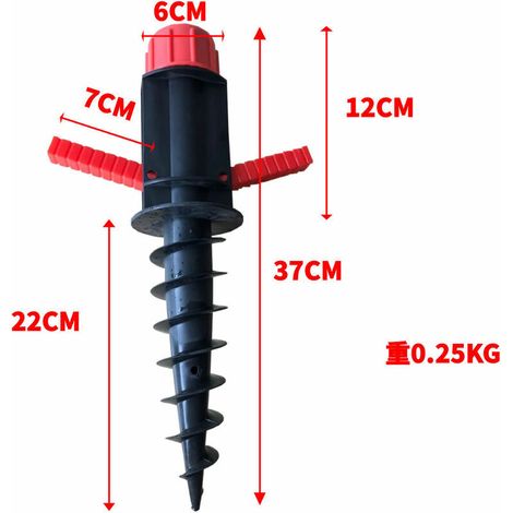 noir Pied, Porte-parasol, Support à vis, Douille de sol, Diamètres 19-32 mm, Camping, Plage, rouge (1/5)