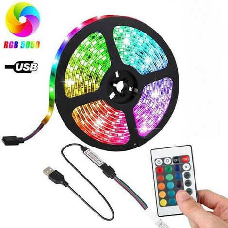 Andowl - Striscia Luminosa Led Rgb Smd5050 Impermeabile Ip67 Usb 5v Dc Con Telecomando 5mt Q-dt50 - (1/5)