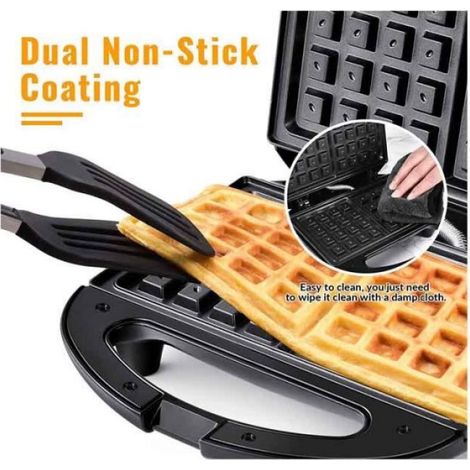 Gaufrier - - Professionnel - 750W - 2 Gaufres - Plaques Antiadhésives 21.5x12.5cm (1/3)
