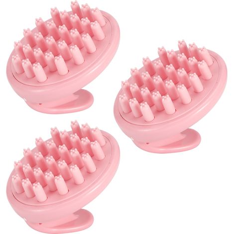Lot de 3 brosses de massage du cuir chevelu adulte, peigne shampoing rose universel pour coiffure (1/5)