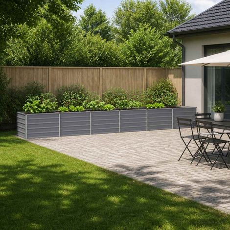 vidaXL Cama de Jardín Elevada Gris 480 x 80 x 55 cm (1/5)