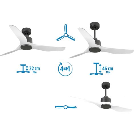 Modulo Slim  Ring - Super destratificateur et ventilateur DC 132 cm noir  pales bois clair idéal 26 à 40 m² (1/5)