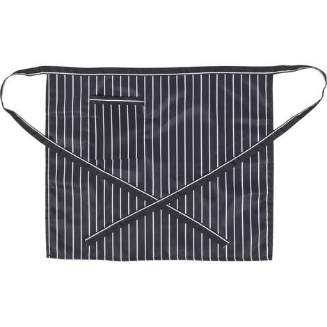 Tablier Court Noir en Polyester Coton Unisexe Lien de Taille Réglable et Finition pour Café Cuisine Professionnelle (1/5)